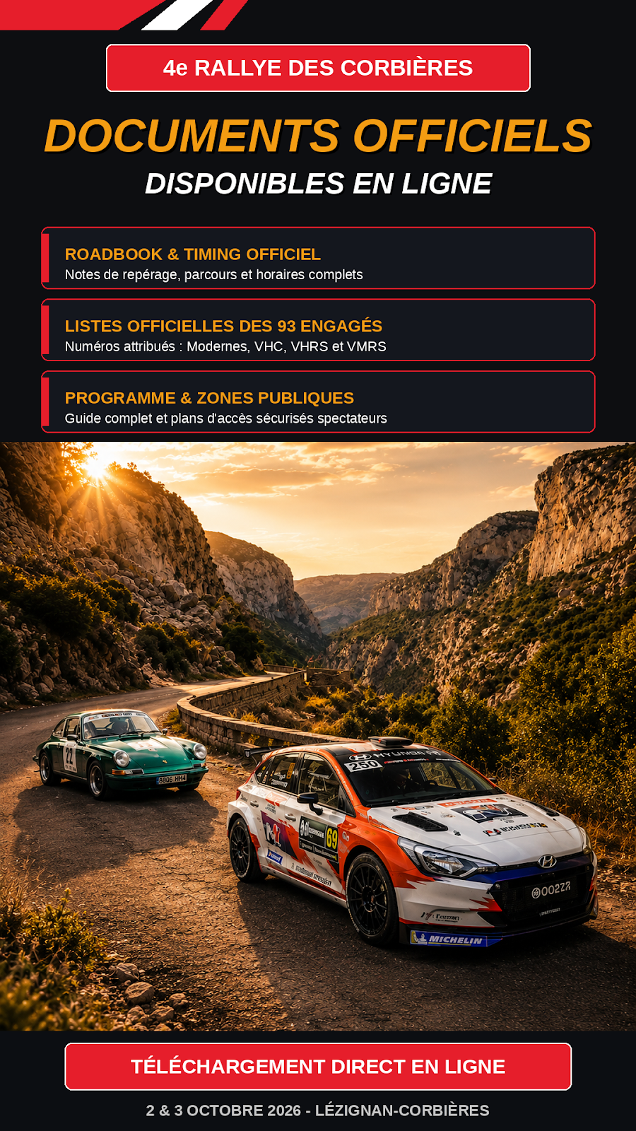 4ᵉ Rallye des Corbières : Engagés, Roadbook, Timing, Programme et Zones publiques