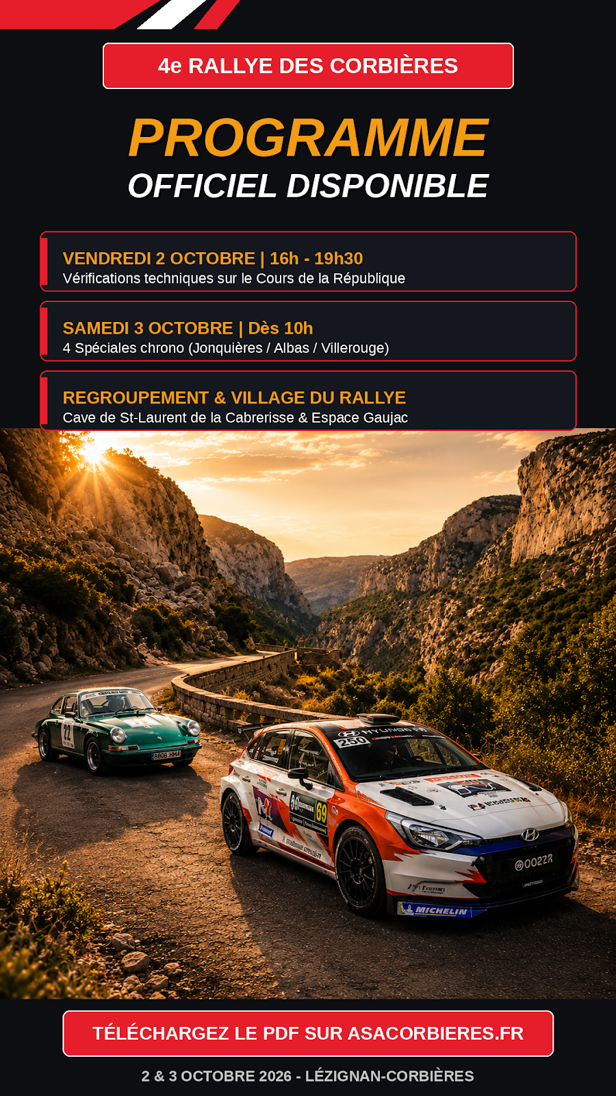 Programme officiel du 4ᵉ Rallye des Corbières 2026 : Téléchargez le guide complet !